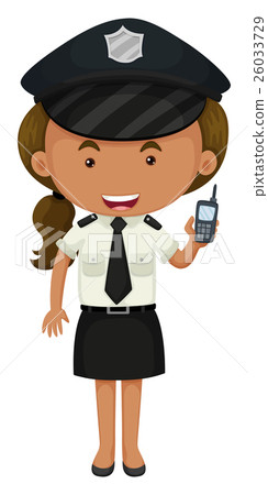 Policewoman in black and white uniform Policewoman in black and white uniform 26033729