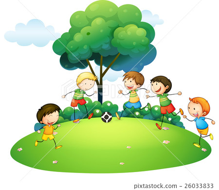 Children playing football in the park Children playing football in the park 26033833