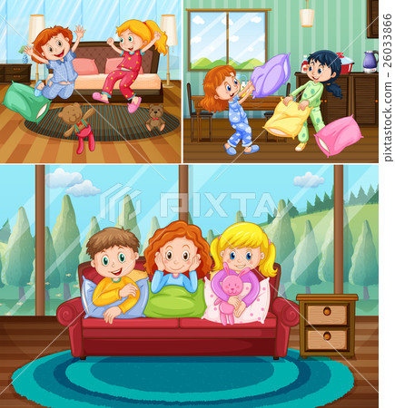 Girls at slumber party in the house 26033866