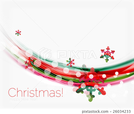 Color wave line with snowflakes, winter vector 26034233