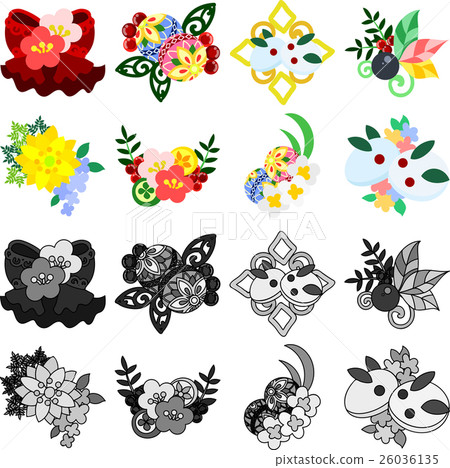 It is a cute and fashionable Japanese style accessory icon that can be used for New Year's greetings, such as New Year's cards. 26036135