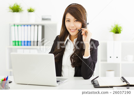 young business woman in headset 26037190