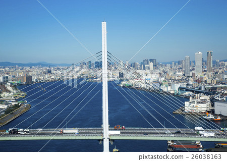 Tempozan Ohashi and the cityscape 26038163