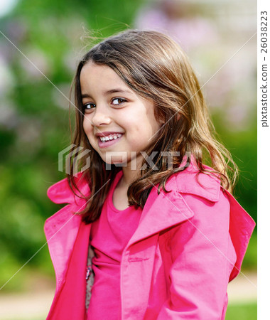 cute child with flower garden on background 26038223