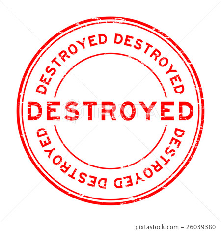 Grunge red destroy round shape rubber stamp 26039380