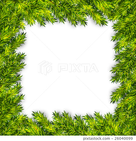 Christmas tree branches frame vector background - Stock Illustration ...