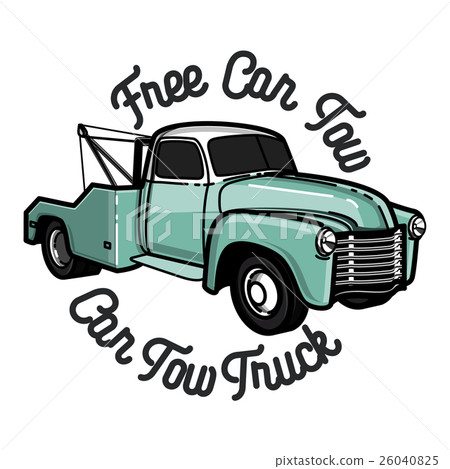 Color vintage car tow truck emblem 26040825