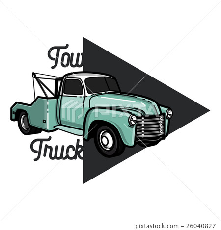 Color vintage car tow truck emblem 26040827