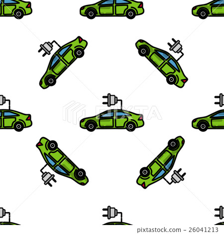 Electric car flat pattern - Stock Illustration [26041213] - PIXTA