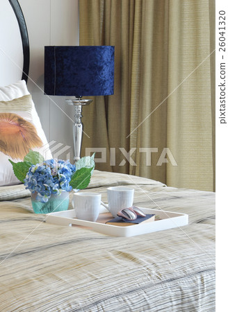 stylish bedroom interior with pillows on bed stylish bedroom interior with pillows on bed 26041320