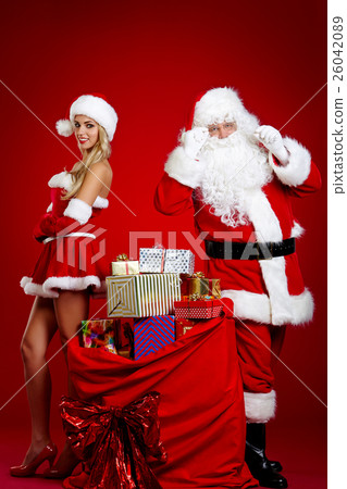Santa claus and amazing christmas girl Santa claus and amazing christmas girl 26042089