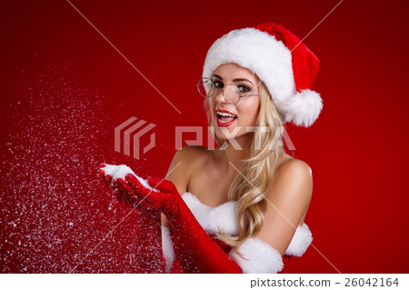 Portrait of beautiful sexy girl wearing santa Portrait of beautiful sexy girl wearing santa 26042164
