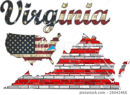 USA state of Virginia on a brick wall USA state of Virginia on a brick wall 26042468
