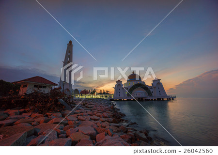 Malacca Straits Floating Mosque during sunrise 26042560