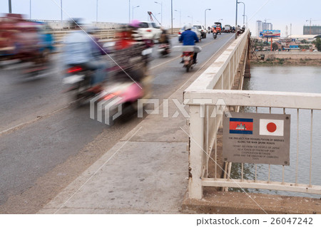 Cambodia Japan Friendship Bridge built with Japanese government's development assistance in Phnom Penh, Cambodia Cambodia Japan Friendship Bridge built with Japanese government's development assistance in Phnom Penh, Cambodia 26047242