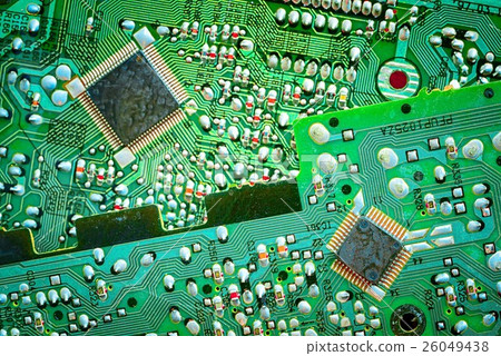 close up of two green circuit boards 26049438