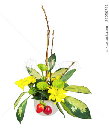 Bouquet from flowers, berries and pussy willows branches. Bouquet from flowers, berries and pussy willows branches. 26050761