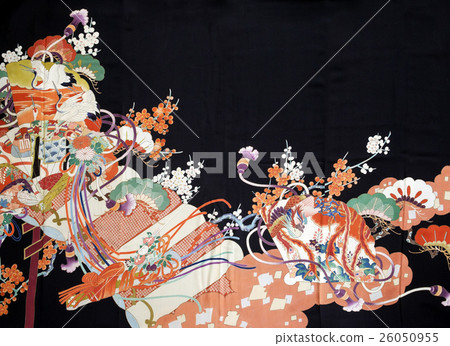 Japanese pattern silk fabric dyed cloth Japanese pattern 26050955