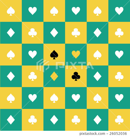 Card Suits Yellow Green Chess Board Background 26052036