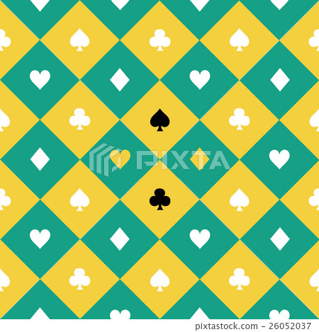 Card Suits Yellow Green Chess Board Background 26052037