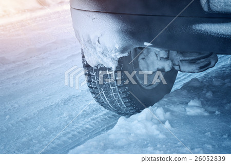 Closeup of car tires in winter Closeup of car tires in winter 26052839