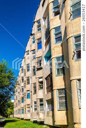 View of a Soviet-era apartment building in Bishkek 26053417