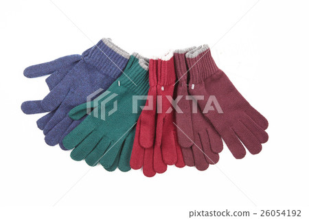 many knitted gloves 26054192
