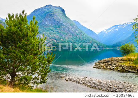 Mountains and lake in Norway, 26054665