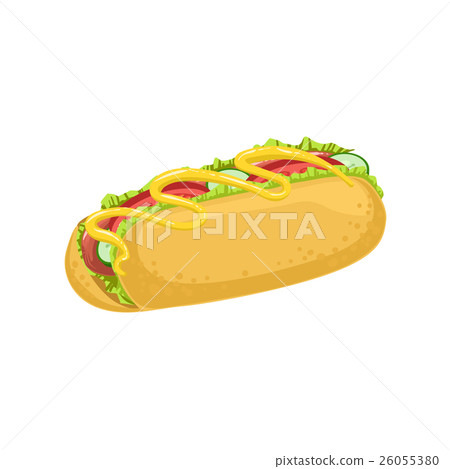 Hot Dog Street Food Menu Item Realistic Detailed 26055380