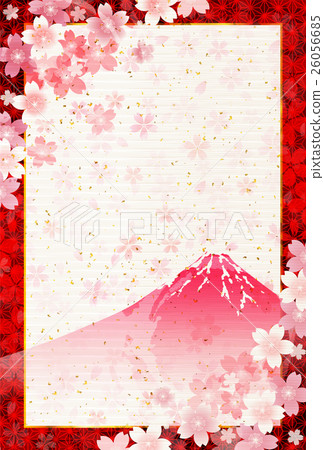 櫻花富士新年的卡片背景 櫻花富士新年的卡片背景 26056685