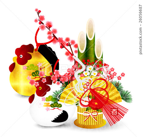 公雞起重機新年卡圖標 公雞起重機新年卡圖標 26056687