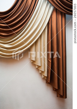 Part of beautifully draped curtain and wall with Part of beautifully draped curtain and wall with 26057803