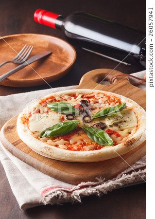 Margherita pizza and wine Margherita pizza and wine 26057941