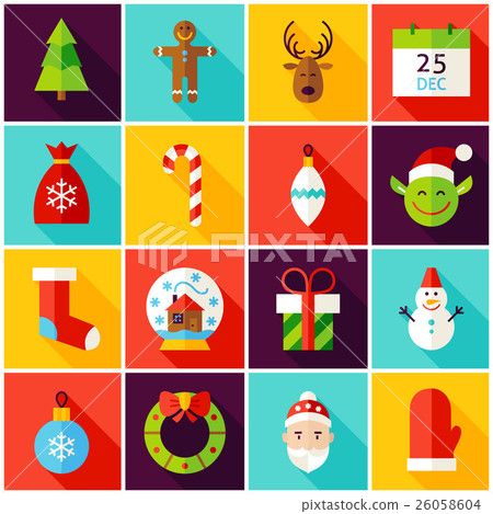 Happy New Year Colorful Icons 26058604