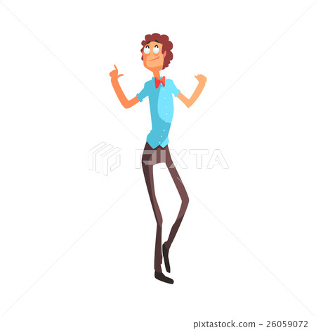 Flamboyant Know-it-all Guy Character In Blue Vest Flamboyant Know-it-all Guy Character In Blue Vest 26059072