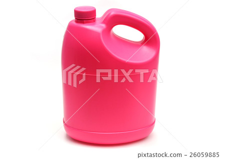 Pink plastic gallon on white background 26059885