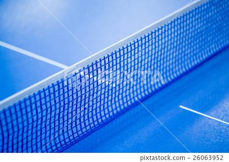 Net on blue ping pong table 26063952