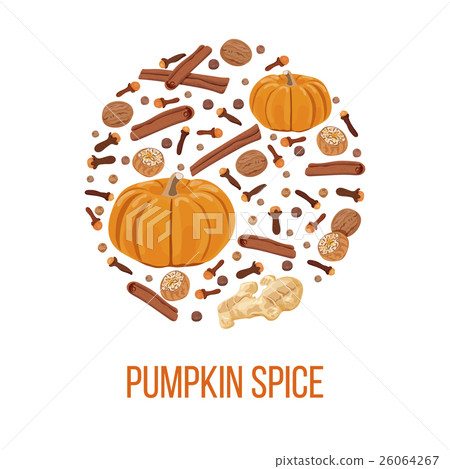 Pumpkin spice on bauble shape. Thanksgiving Pumpkin spice on bauble shape. Thanksgiving 26064267