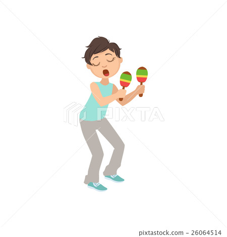 Boy Playing Maraces And Singing Boy Playing Maraces And Singing 26064514