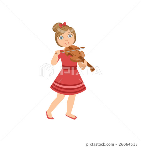 Girl In Red Dress Playing Violin Girl In Red Dress Playing Violin 26064515