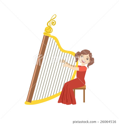 Girl In Red Dress Playing Harp Girl In Red Dress Playing Harp 26064516