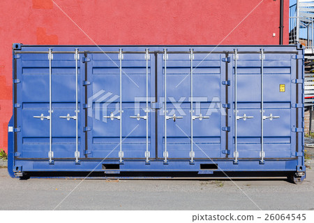Closed blue standard cargo container 26064545