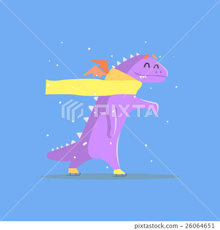 Violet Dragon Monster In Yellow Scarf Ice Skating Violet Dragon Monster In Yellow Scarf Ice Skating 26064651
