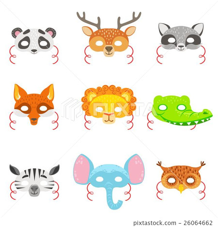 Animal Paper Masks Set Of Icons - Stock Illustration [26064662] - PIXTA