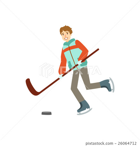 Guy Playing Hockey Winter Sports Illustration 26064712