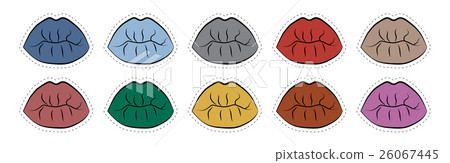Vector set of stickers lips badges in different Vector set of stickers lips badges in different 26067445