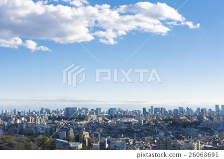 Tokyo urban landscape Overlooking the city center from Kita Ward Tokyo Tower Tokyo Dome Komagome Aqueduct 26068691