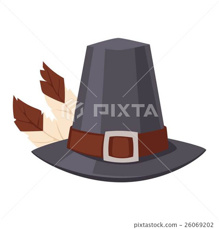 Hat with feather vector. 26069202