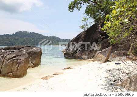 Large boulders on the beach Large boulders on the beach 26069669