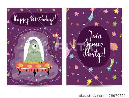 Happy Birthday Vector Cartoon Greeting Card Happy Birthday Vector Cartoon Greeting Card 26070521